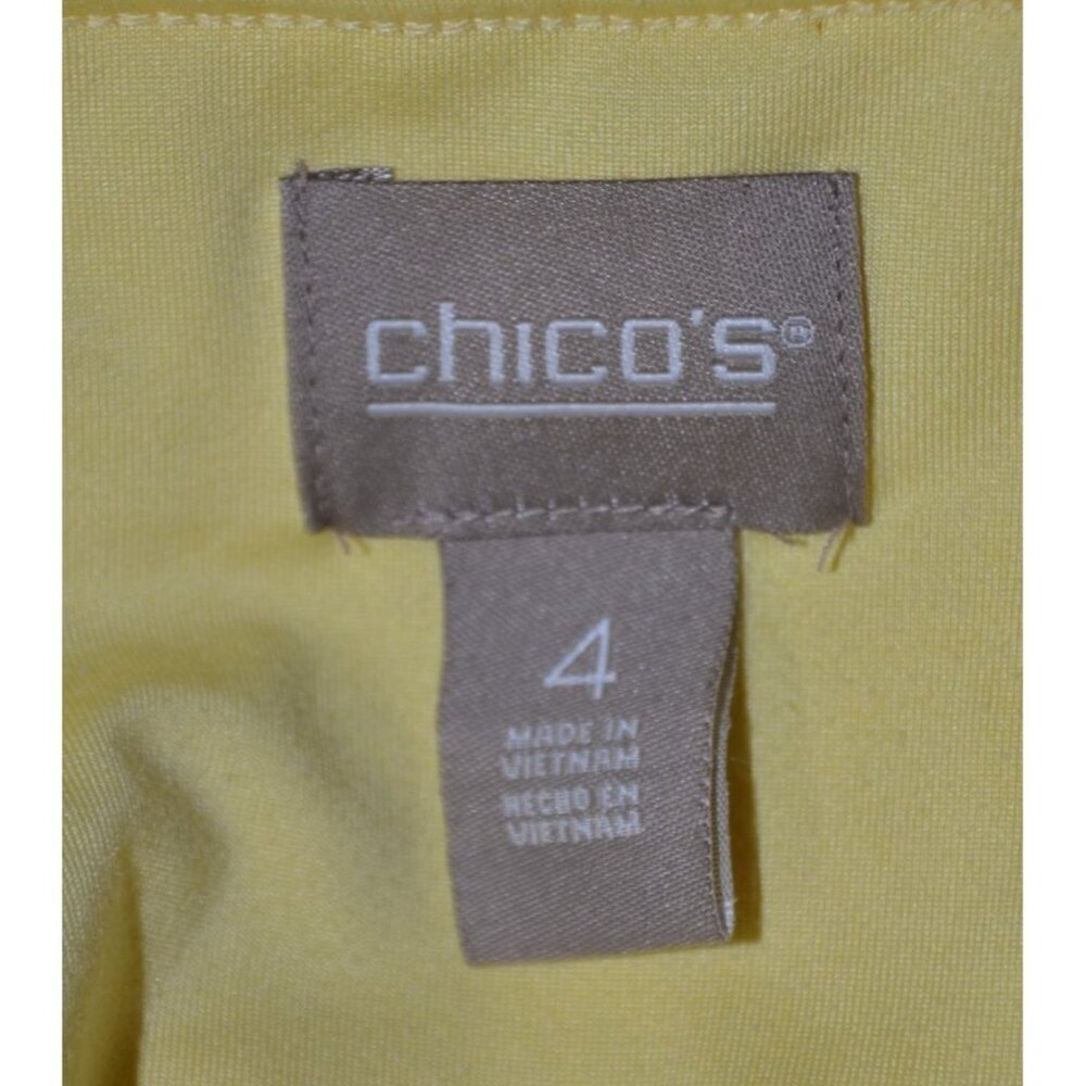 Chico's 4 US XXL 1X Butter Yellow Eyelet Blouse Top 3/4 Ruffle Sleeve Scoop Neck - Picture 10 of 12
